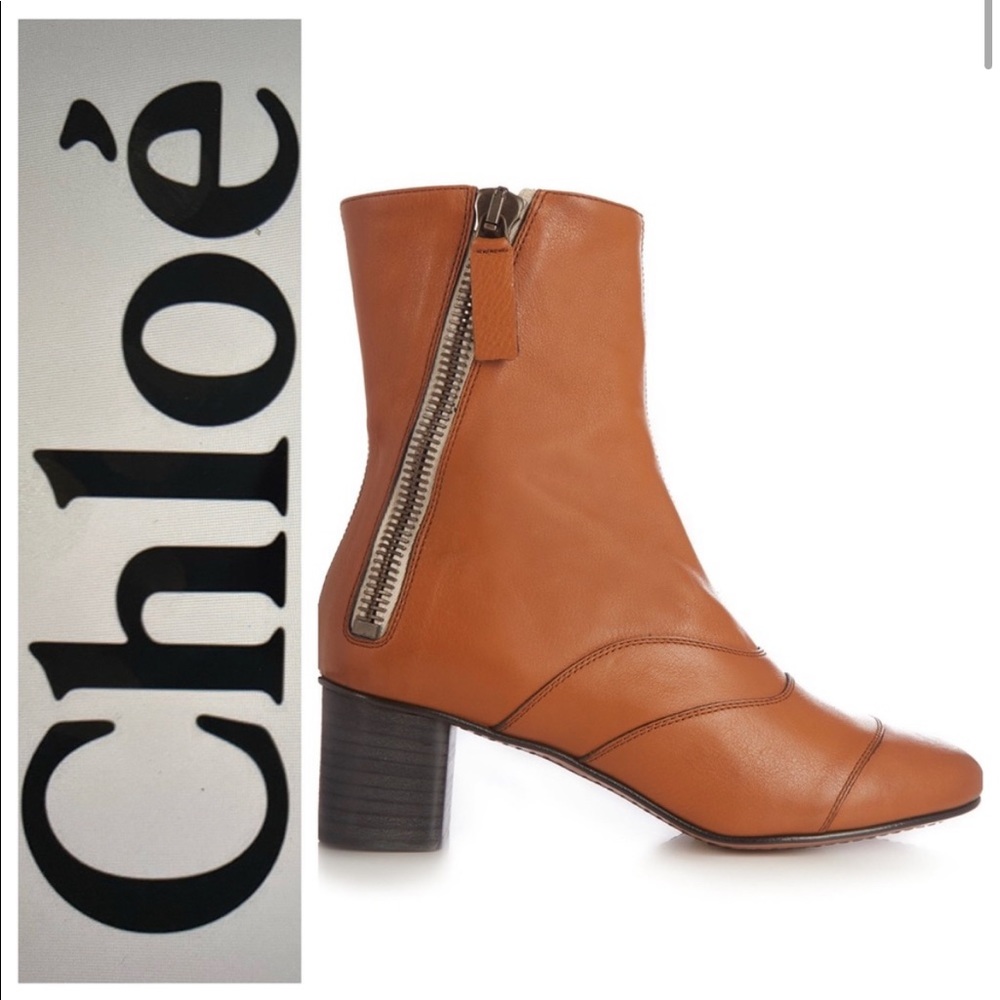 Chloe Lexie Leather Ankle Boots